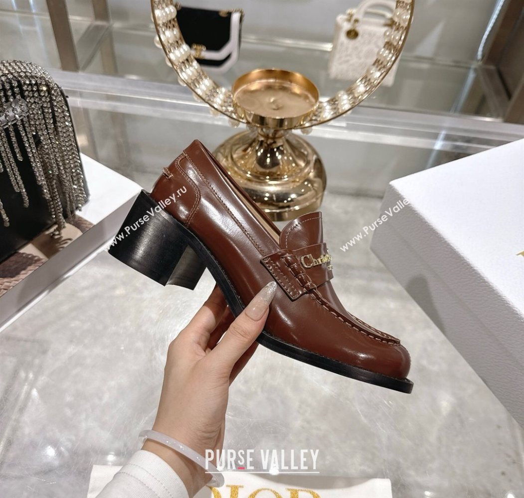 Dior Boy Loafer Pumps 5cm in Brushed Calfskin Leather Brown 2025 1216 (MD-251216089)