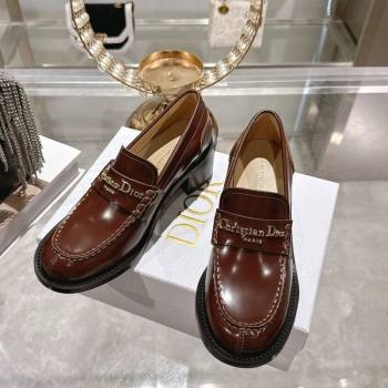 Dior Boy Loafer Pumps 5cm in Brushed Calfskin Leather Brown 2025 1216 (MD-251216089)