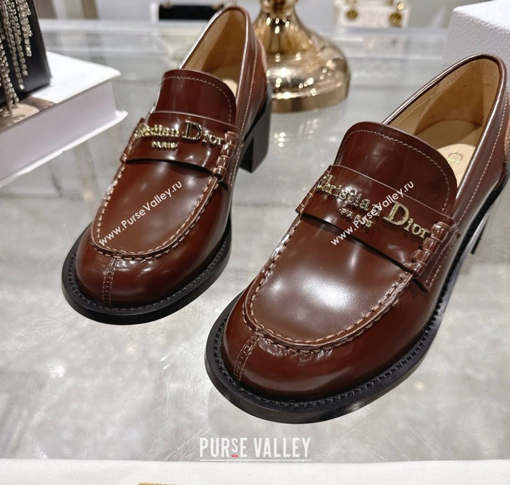 Dior Boy Loafer Pumps 5cm in Brushed Calfskin Leather Brown 2025 1216 (MD-251216089)