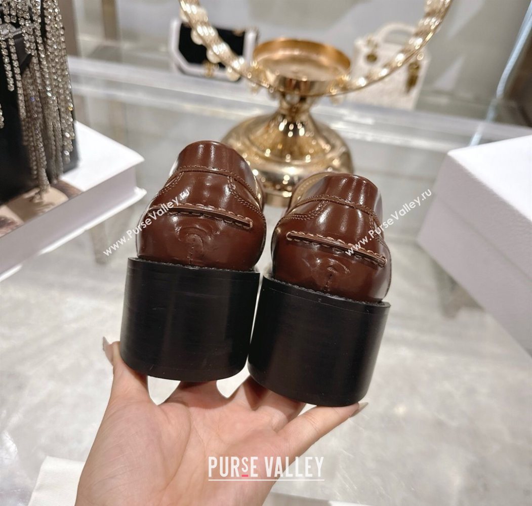 Dior Boy Loafer Pumps 5cm in Brushed Calfskin Leather Brown 2025 1216 (MD-251216089)