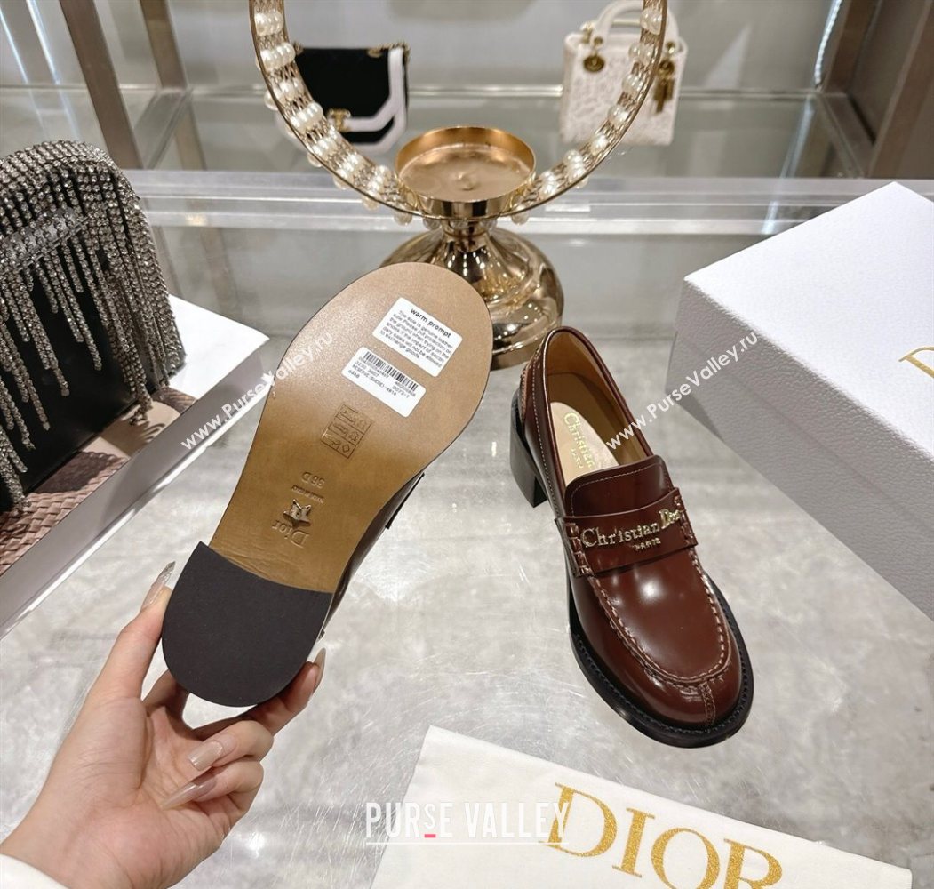 Dior Boy Loafer Pumps 5cm in Brushed Calfskin Leather Brown 2025 1216 (MD-251216089)