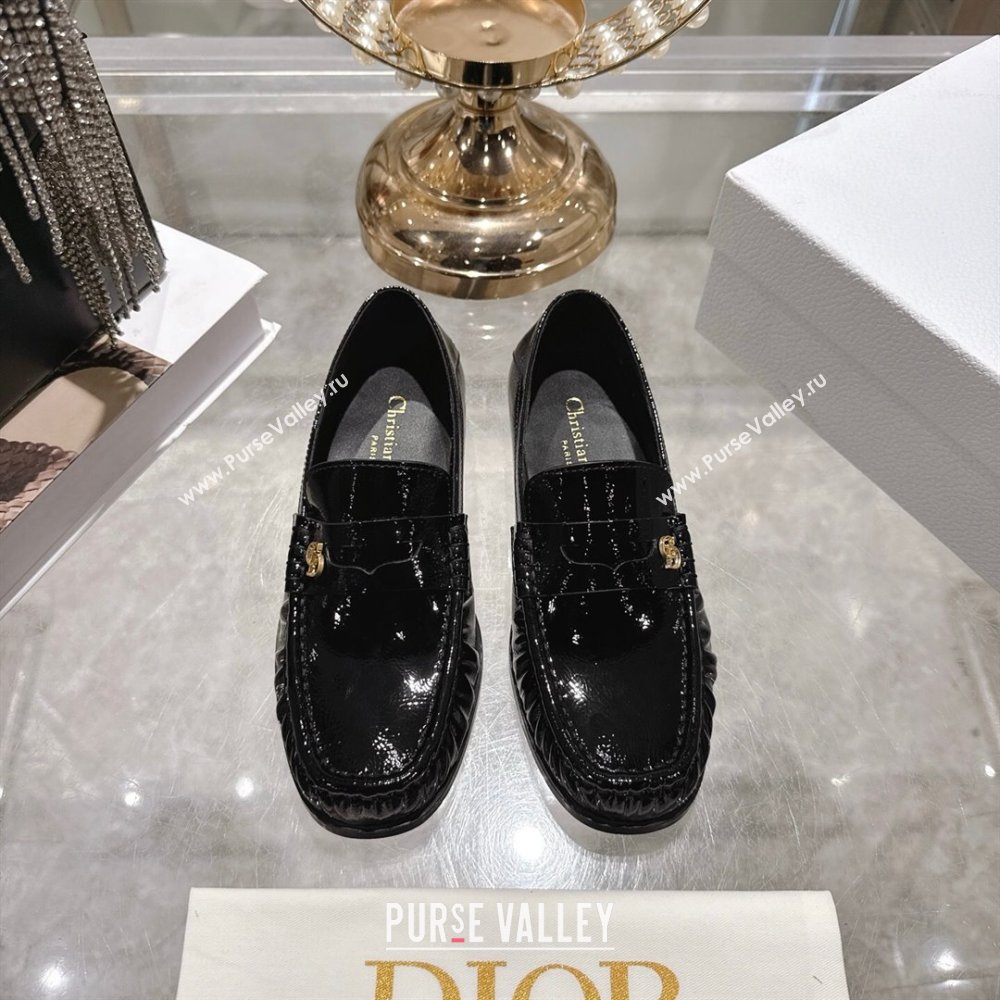 Dior Time Flat Loafers in Patent Leather Black 2025 DR121605 (MD-251216111)