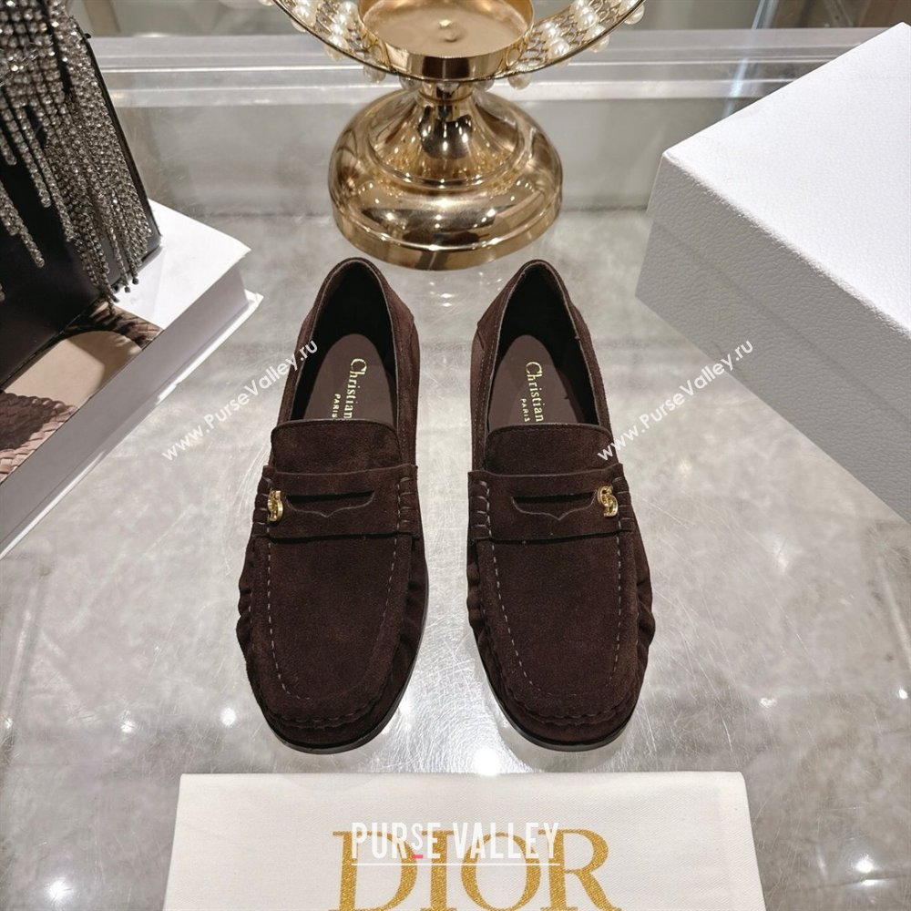 Dior Time Flat Loafers in Suede Chocolate Brown 2025 DR121605 (MD-251216109)