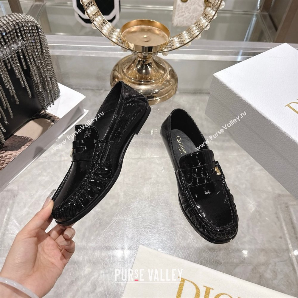 Dior Time Flat Loafers in Patent Leather Black 2025 DR121605 (MD-251216111)