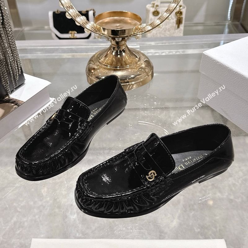 Dior Time Flat Loafers in Patent Leather Black 2025 DR121605 (MD-251216111)
