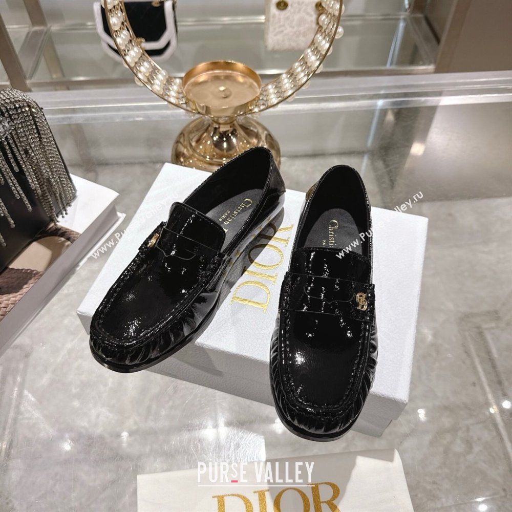 Dior Time Flat Loafers in Patent Leather Black 2025 DR121605 (MD-251216111)