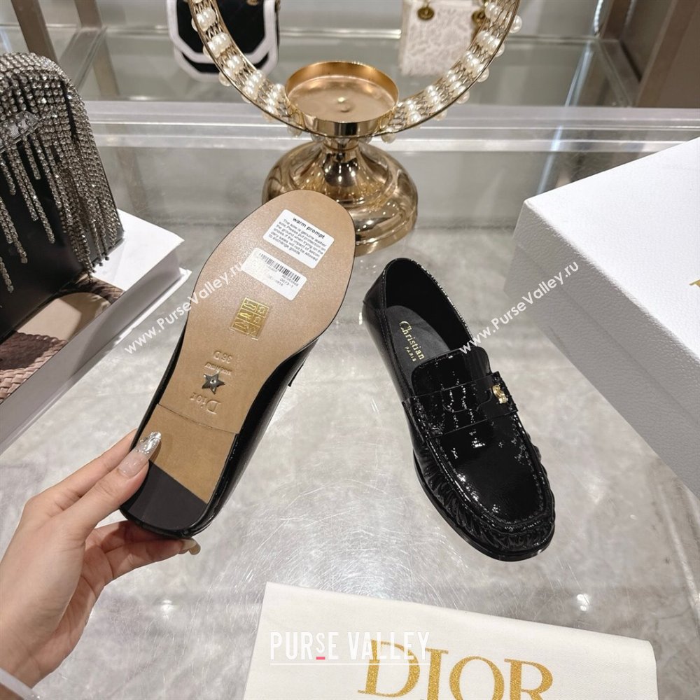 Dior Time Flat Loafers in Patent Leather Black 2025 DR121605 (MD-251216111)