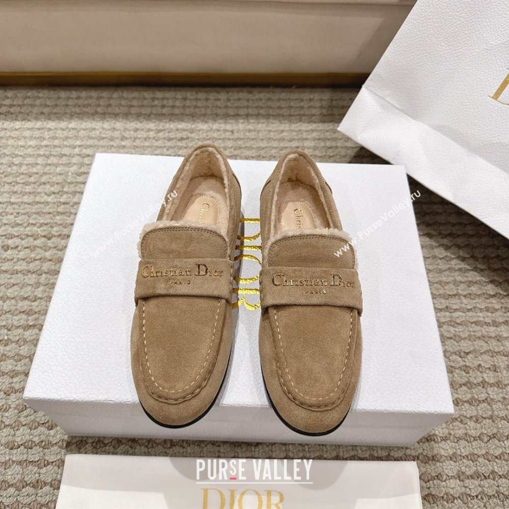 Dior DiorAlps Boy Flat Loafers in Suede and Shearling Beige 2025 DR121603 (MD-251216105)