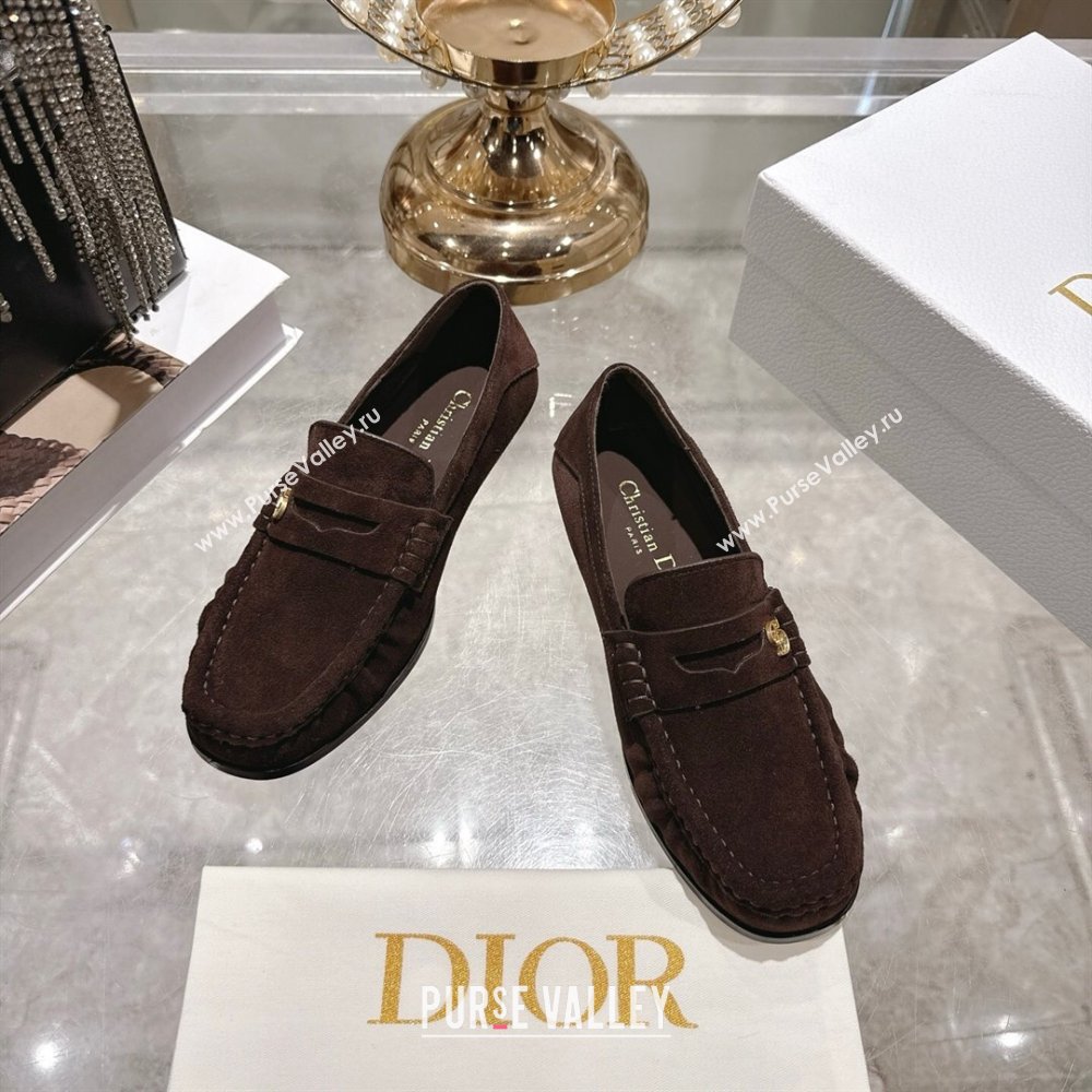 Dior Time Flat Loafers in Suede Chocolate Brown 2025 DR121605 (MD-251216109)