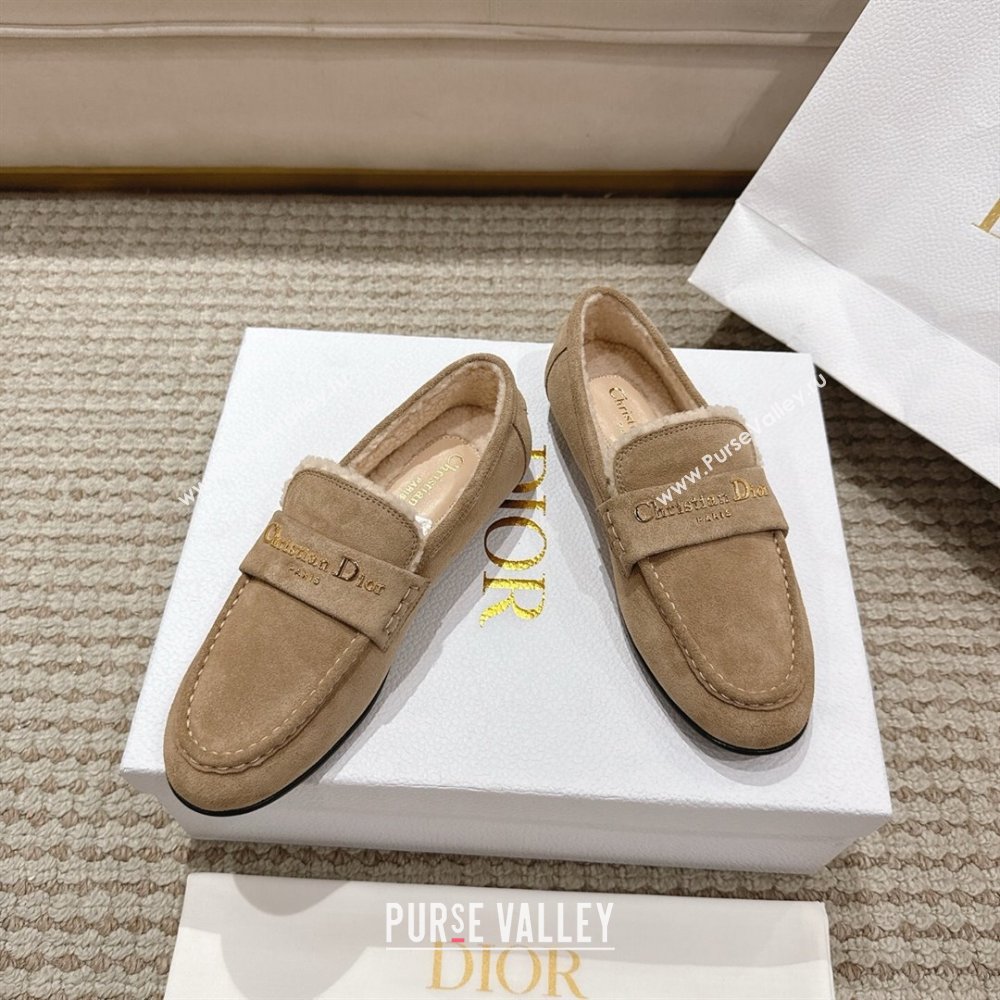 Dior DiorAlps Boy Flat Loafers in Suede and Shearling Beige 2025 DR121603 (MD-251216105)