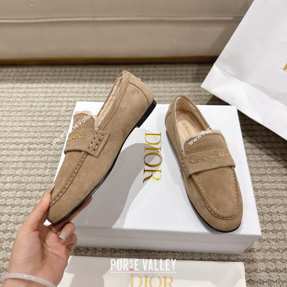 Dior DiorAlps Boy Flat Loafers in Suede and Shearling Beige 2025 DR121603 (MD-251216105)