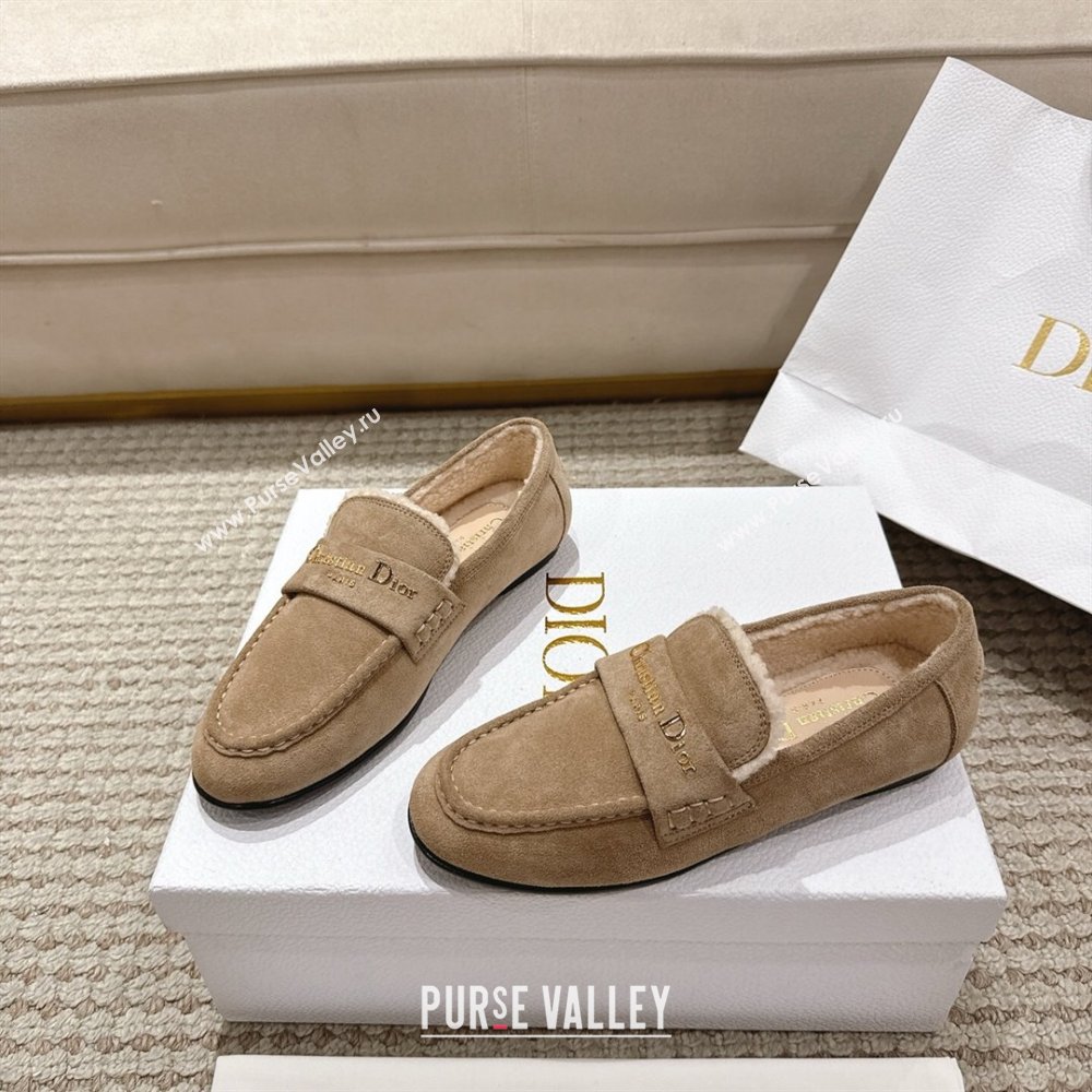 Dior DiorAlps Boy Flat Loafers in Suede and Shearling Beige 2025 DR121603 (MD-251216105)