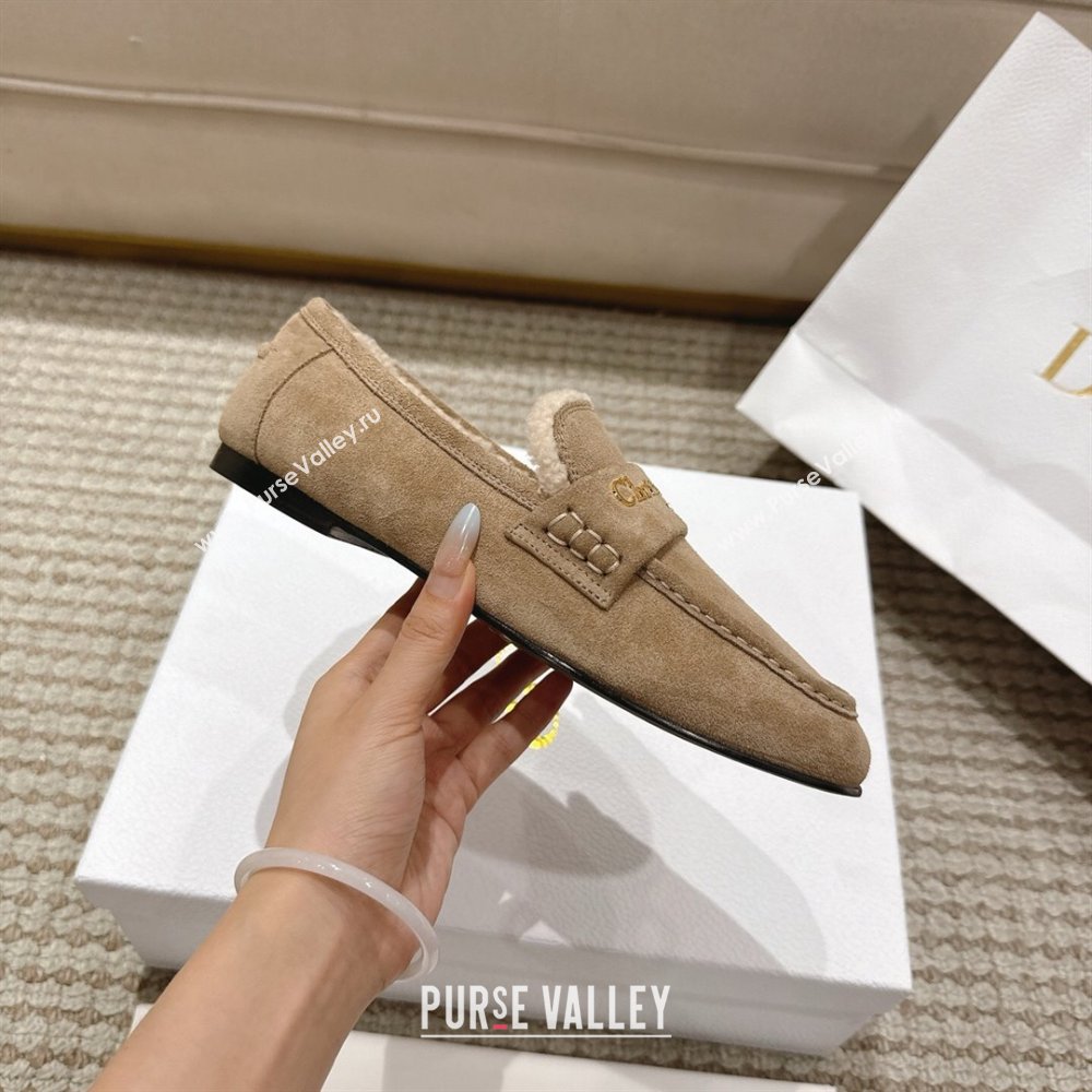 Dior DiorAlps Boy Flat Loafers in Suede and Shearling Beige 2025 DR121603 (MD-251216105)