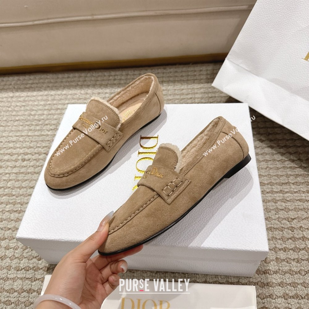 Dior DiorAlps Boy Flat Loafers in Suede and Shearling Beige 2025 DR121603 (MD-251216105)