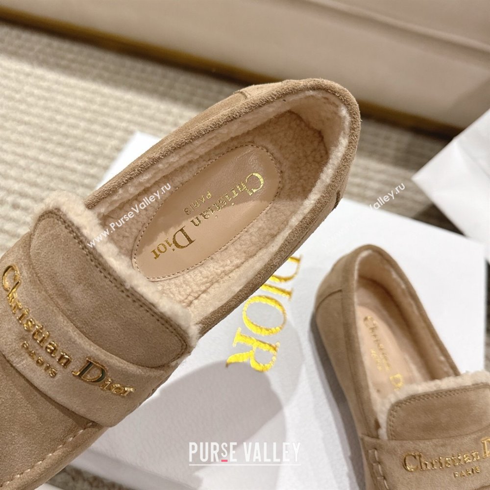Dior DiorAlps Boy Flat Loafers in Suede and Shearling Beige 2025 DR121603 (MD-251216105)