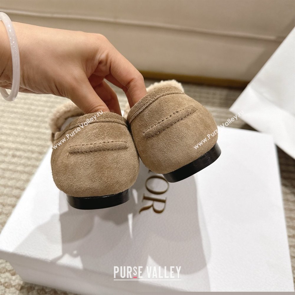 Dior DiorAlps Boy Flat Loafers in Suede and Shearling Beige 2025 DR121603 (MD-251216105)