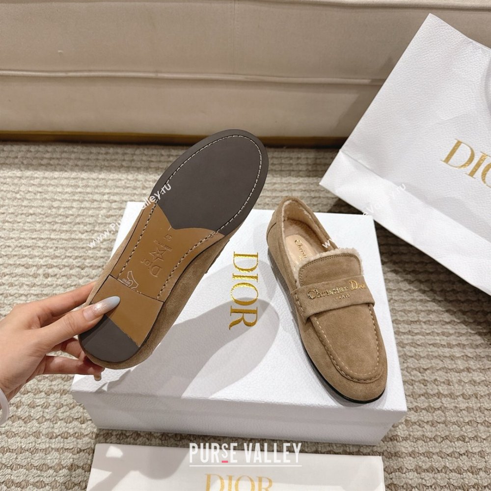 Dior DiorAlps Boy Flat Loafers in Suede and Shearling Beige 2025 DR121603 (MD-251216105)