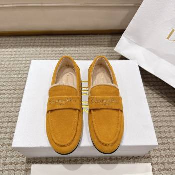 Dior DiorAlps Boy Flat Loafers in Suede and Shearling Yellow 2025 DR121603 (MD-251216106)