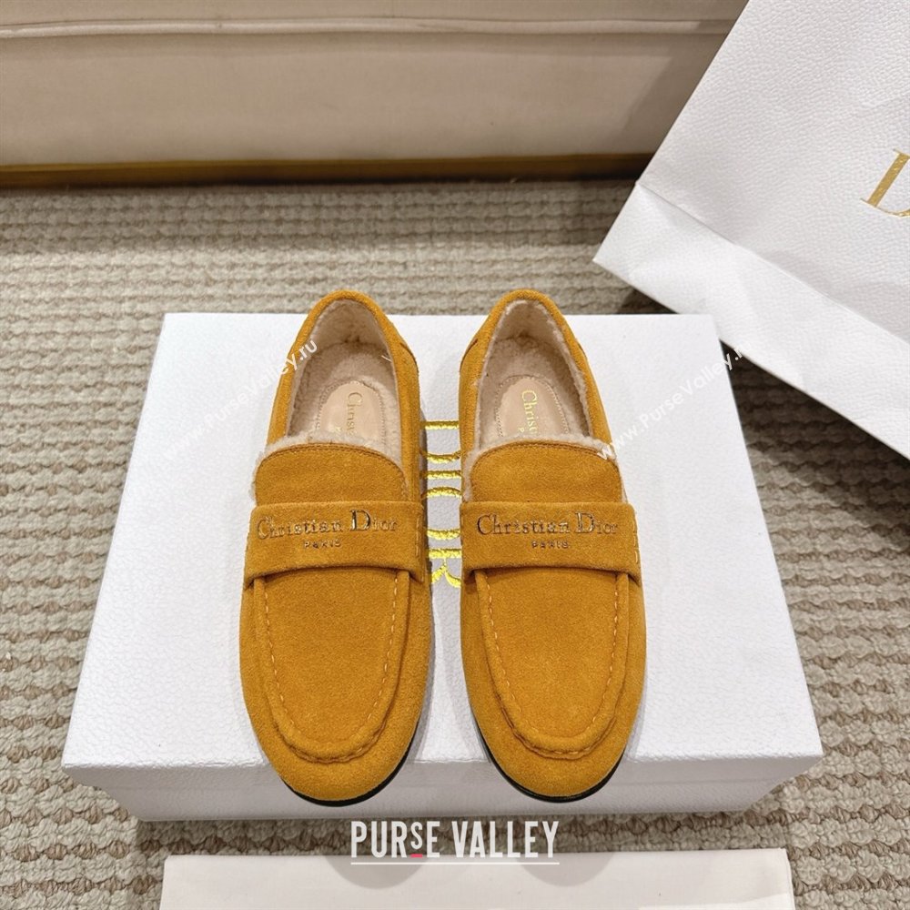 Dior DiorAlps Boy Flat Loafers in Suede and Shearling Yellow 2025 DR121603 (MD-251216106)