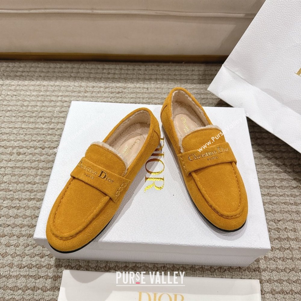 Dior DiorAlps Boy Flat Loafers in Suede and Shearling Yellow 2025 DR121603 (MD-251216106)