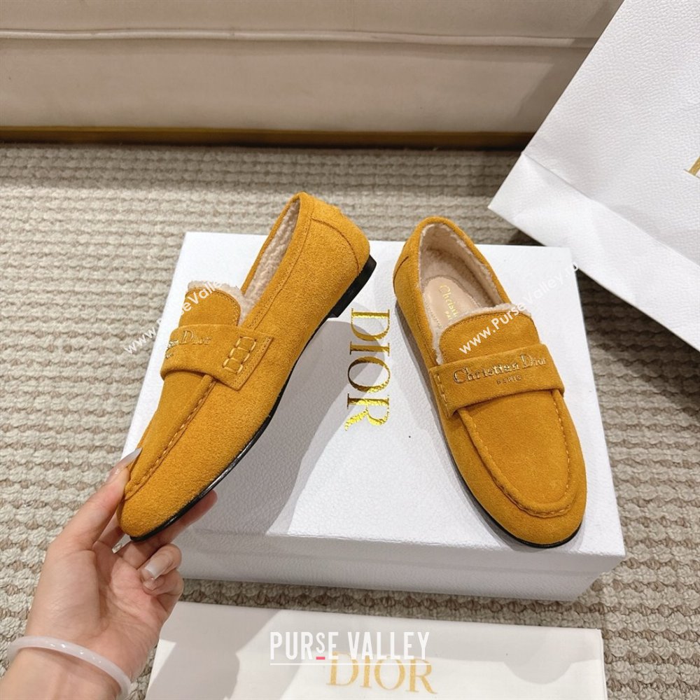 Dior DiorAlps Boy Flat Loafers in Suede and Shearling Yellow 2025 DR121603 (MD-251216106)