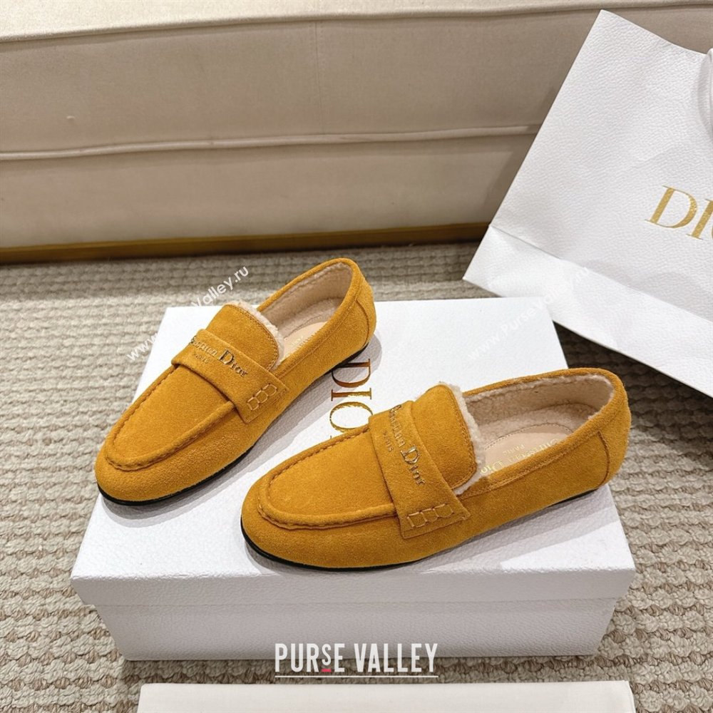 Dior DiorAlps Boy Flat Loafers in Suede and Shearling Yellow 2025 DR121603 (MD-251216106)