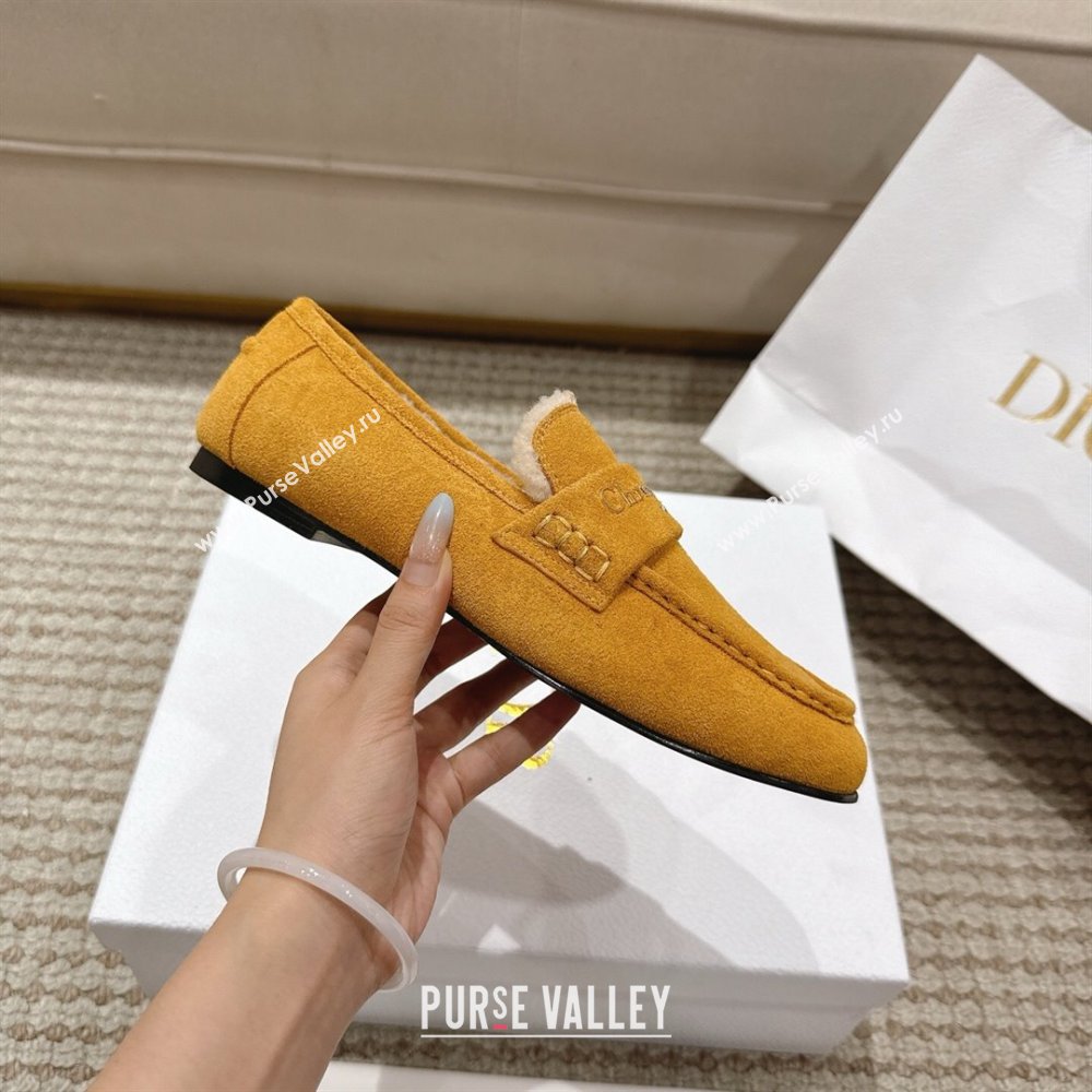Dior DiorAlps Boy Flat Loafers in Suede and Shearling Yellow 2025 DR121603 (MD-251216106)