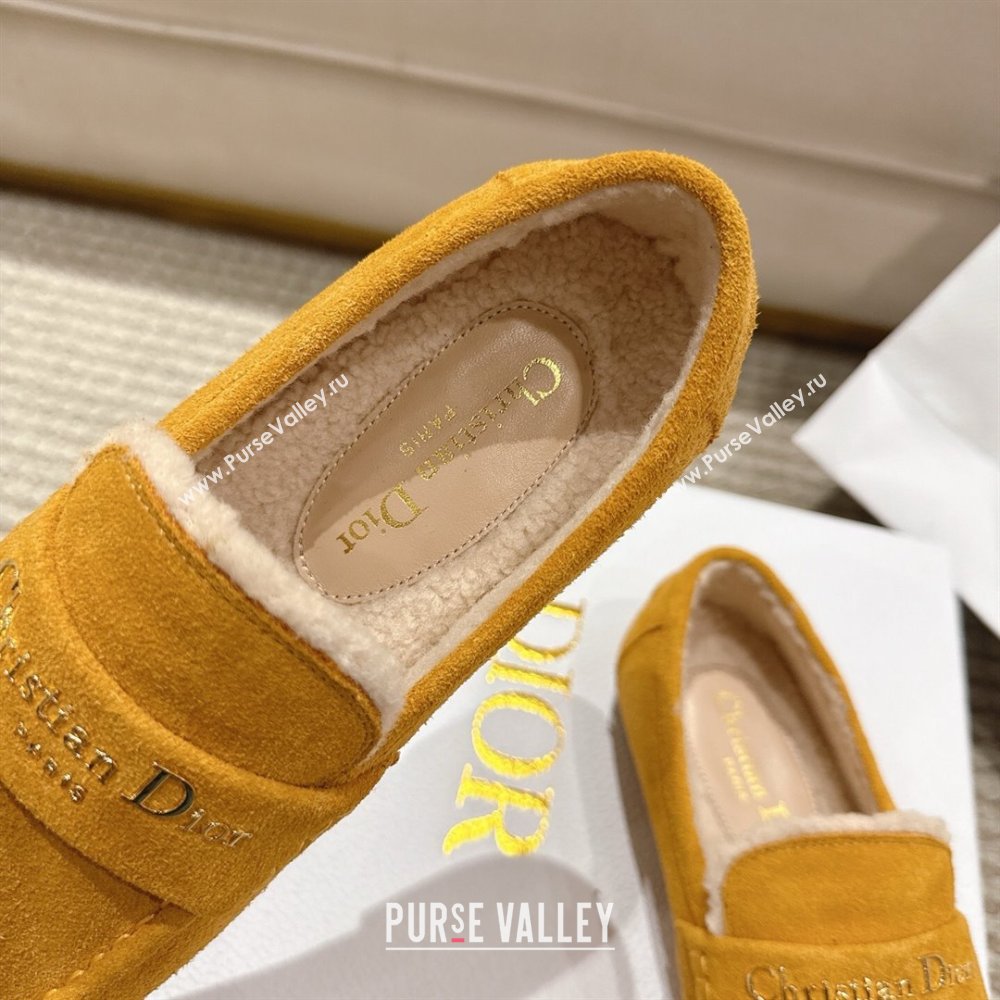 Dior DiorAlps Boy Flat Loafers in Suede and Shearling Yellow 2025 DR121603 (MD-251216106)