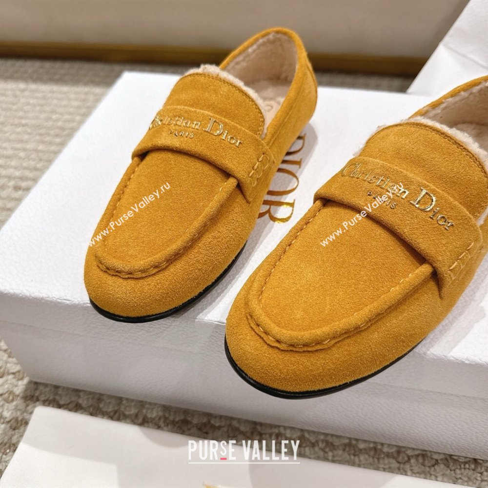 Dior DiorAlps Boy Flat Loafers in Suede and Shearling Yellow 2025 DR121603 (MD-251216106)