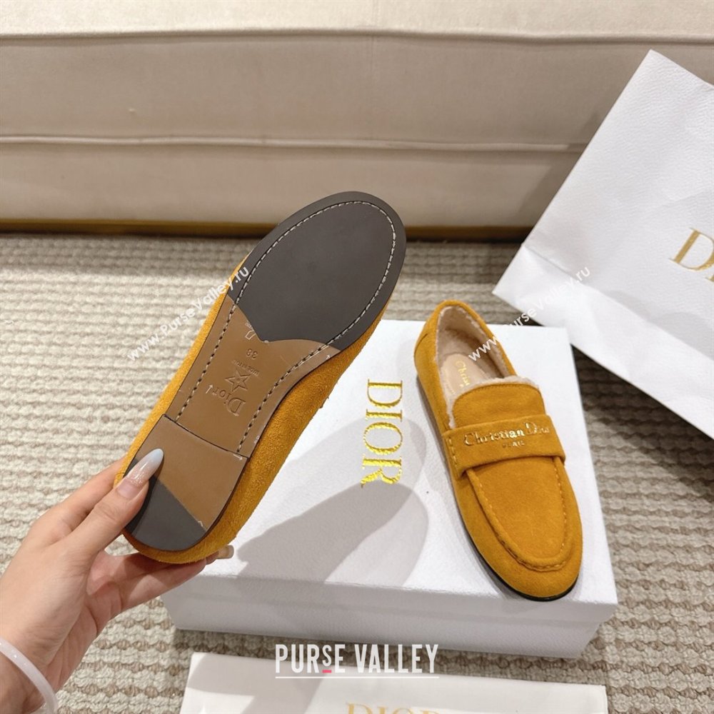 Dior DiorAlps Boy Flat Loafers in Suede and Shearling Yellow 2025 DR121603 (MD-251216106)
