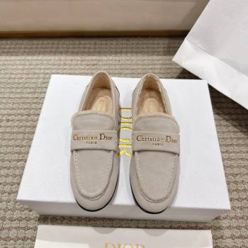 Dior DiorAlps Boy Flat Loafers in Suede and Shearling Light Grey 2025 DR121603 (MD-251216107)