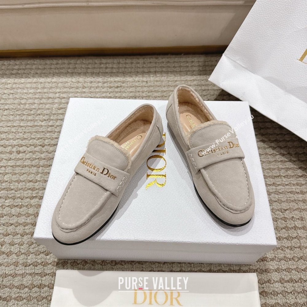 Dior DiorAlps Boy Flat Loafers in Suede and Shearling Light Grey 2025 DR121603 (MD-251216107)