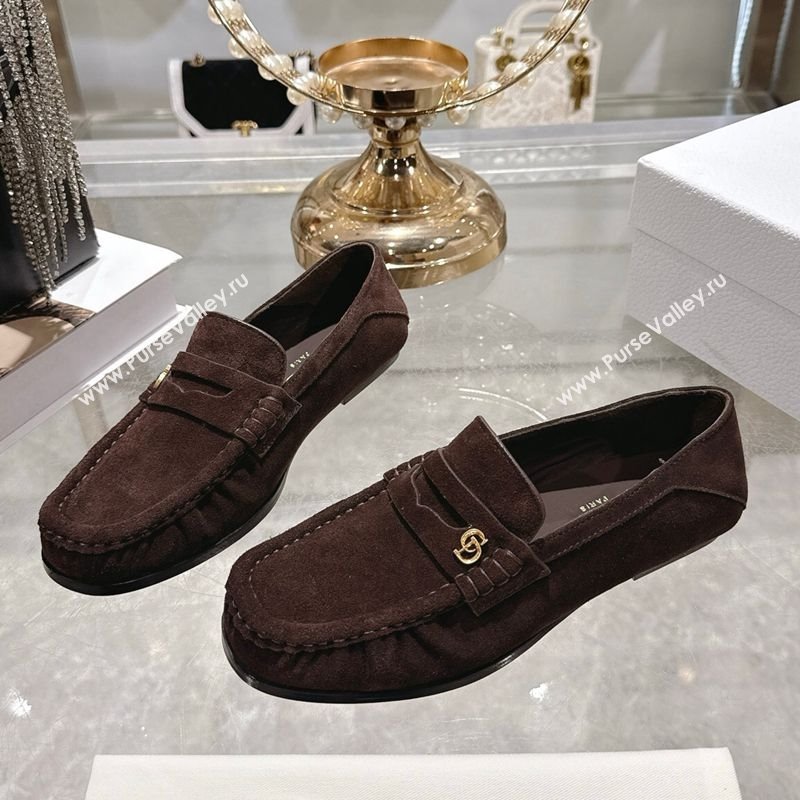 Dior Time Flat Loafers in Suede Chocolate Brown 2025 DR121605 (MD-251216109)