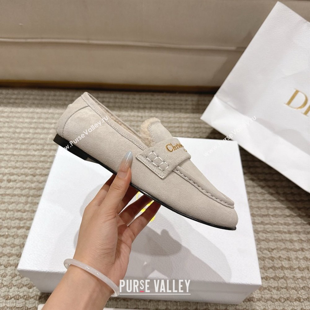 Dior DiorAlps Boy Flat Loafers in Suede and Shearling Light Grey 2025 DR121603 (MD-251216107)