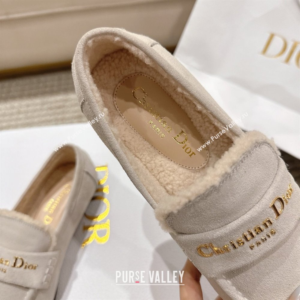 Dior DiorAlps Boy Flat Loafers in Suede and Shearling Light Grey 2025 DR121603 (MD-251216107)