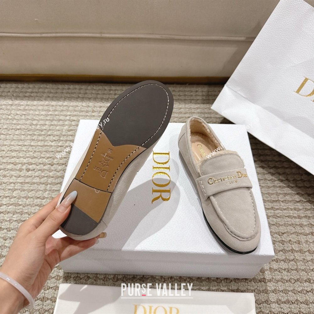 Dior DiorAlps Boy Flat Loafers in Suede and Shearling Light Grey 2025 DR121603 (MD-251216107)