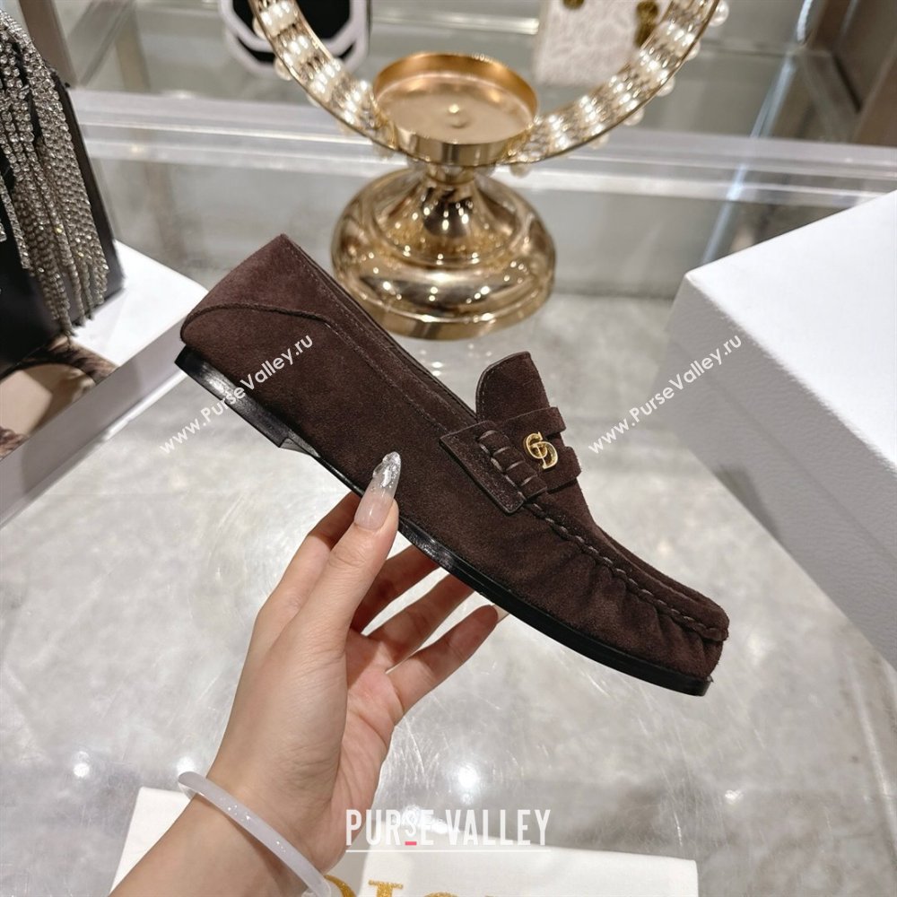 Dior Time Flat Loafers in Suede Chocolate Brown 2025 DR121605 (MD-251216109)