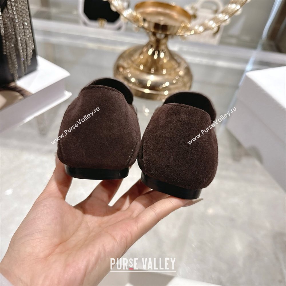 Dior Time Flat Loafers in Suede Chocolate Brown 2025 DR121605 (MD-251216109)