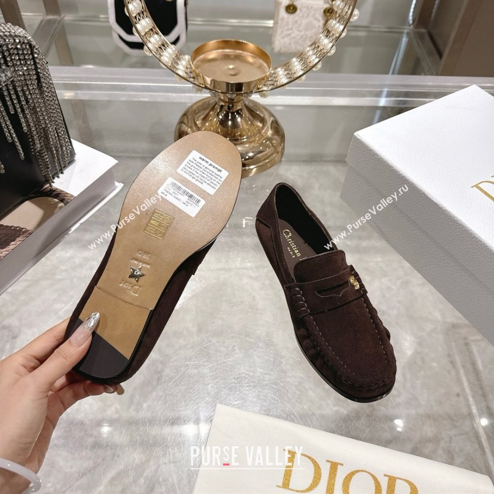 Dior Time Flat Loafers in Suede Chocolate Brown 2025 DR121605 (MD-251216109)