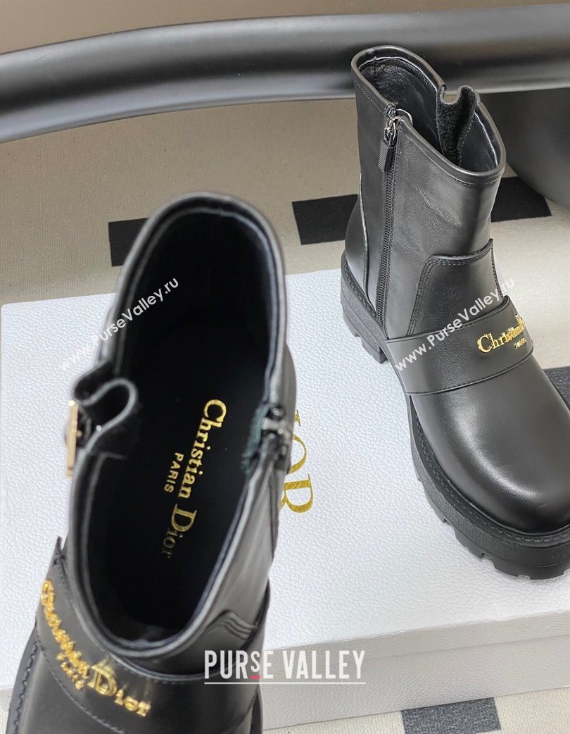 Dior DiorAlps D-Quest Ankle Boots in Calfskin Leather with Logo Buckle Strap Black 2025 DR121609 (MD-251216124)