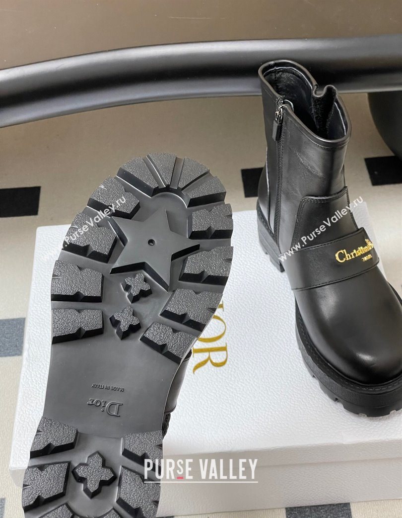 Dior DiorAlps D-Quest Ankle Boots in Calfskin Leather with Logo Buckle Strap Black 2025 DR121609 (MD-251216124)
