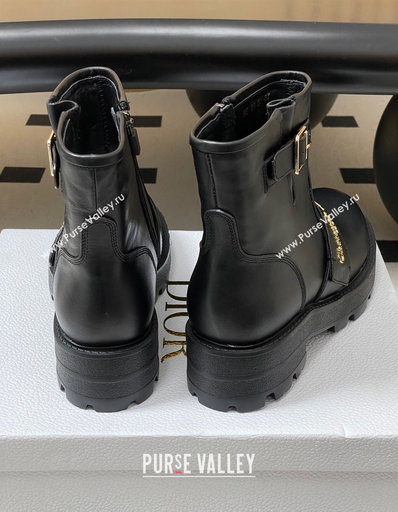 Dior DiorAlps D-Quest Ankle Boots in Calfskin Leather with Logo Buckle Strap Black 2025 DR121609 (MD-251216124)