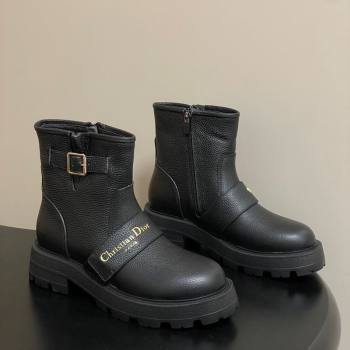Dior DiorAlps D-Quest Ankle Boots in Grained Calfskin with Logo Buckle Strap Black 2025 DR121609 (MD-251216126)