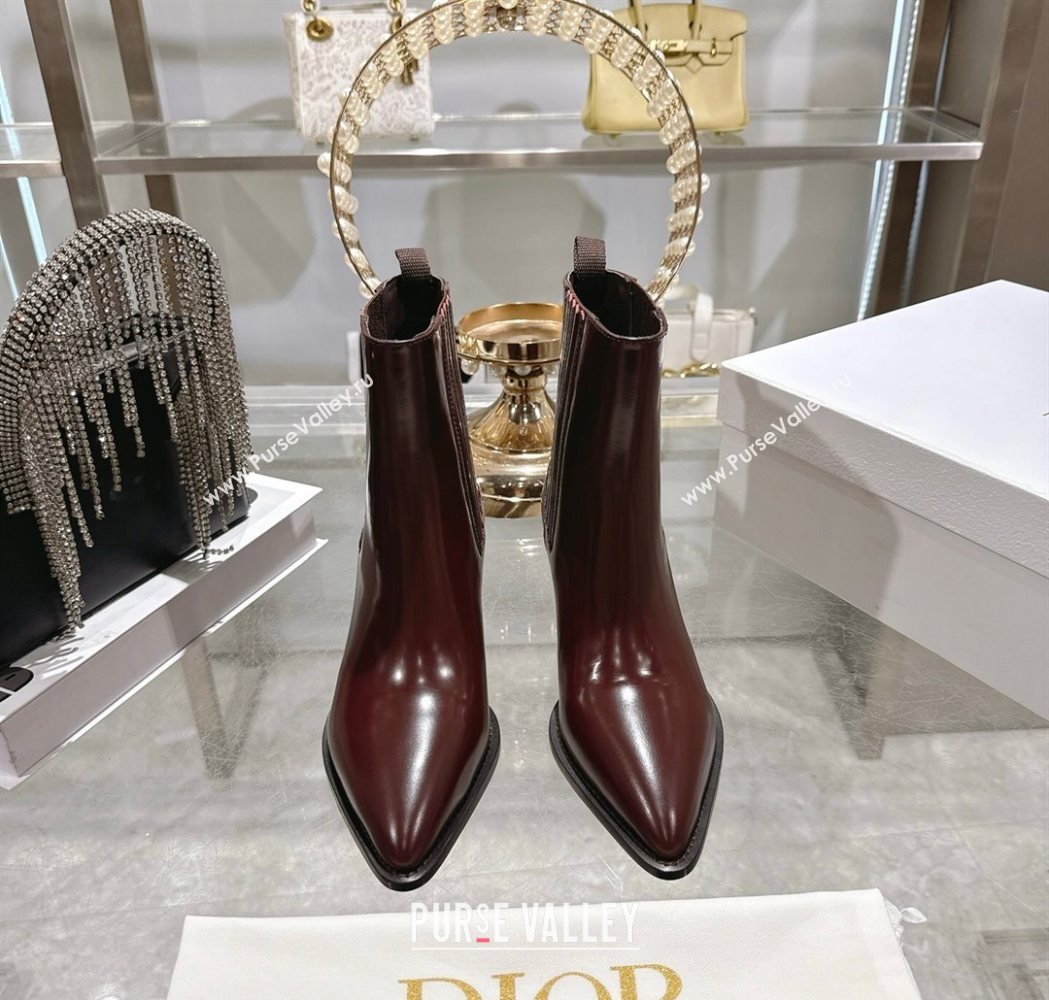 Dior Wild Heeled Ankle Boots 5cm in Calfskin Leather Dark Burgundy 2025 DR121610 (MD-251216128)