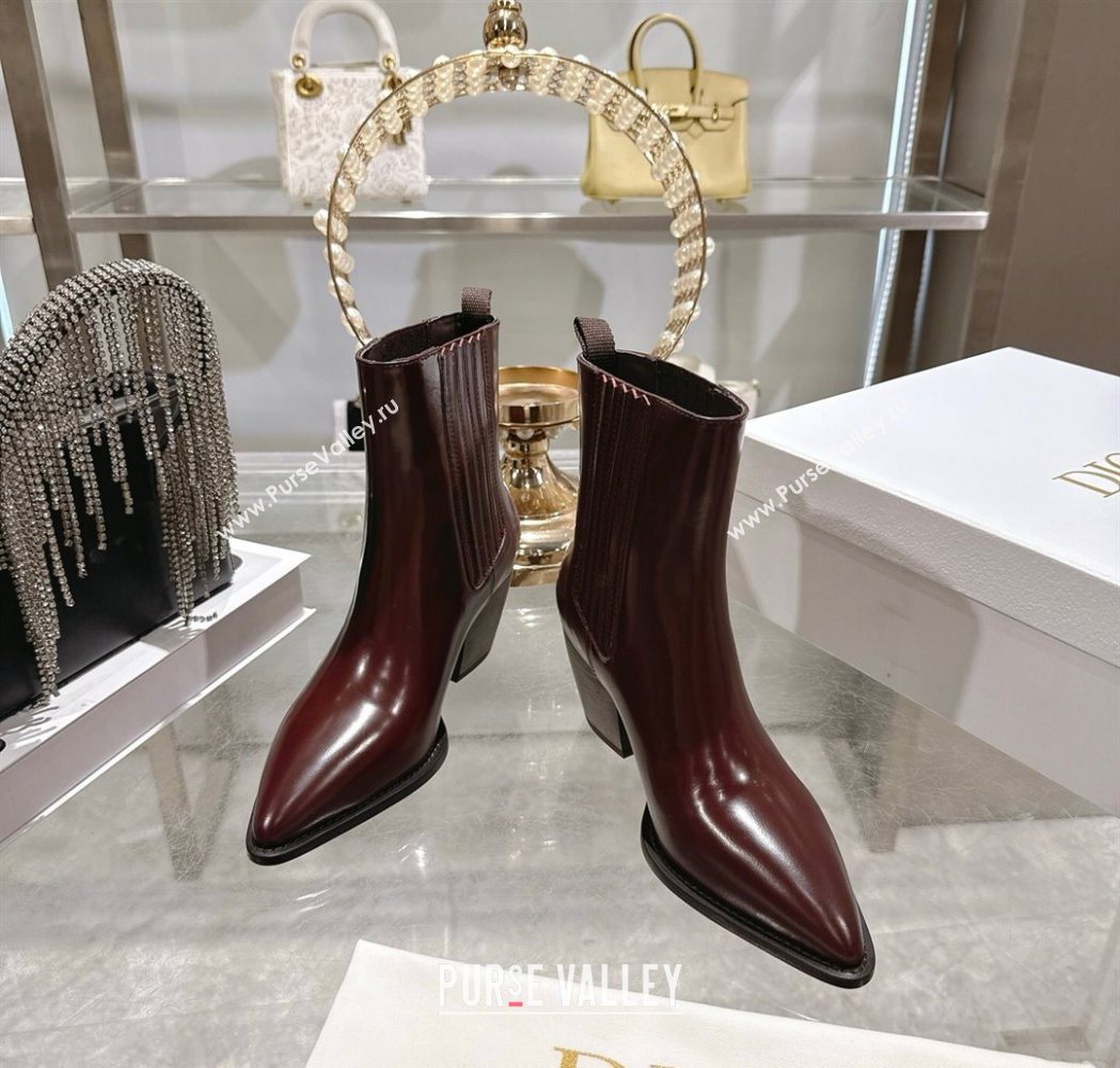 Dior Wild Heeled Ankle Boots 5cm in Calfskin Leather Dark Burgundy 2025 DR121610 (MD-251216128)