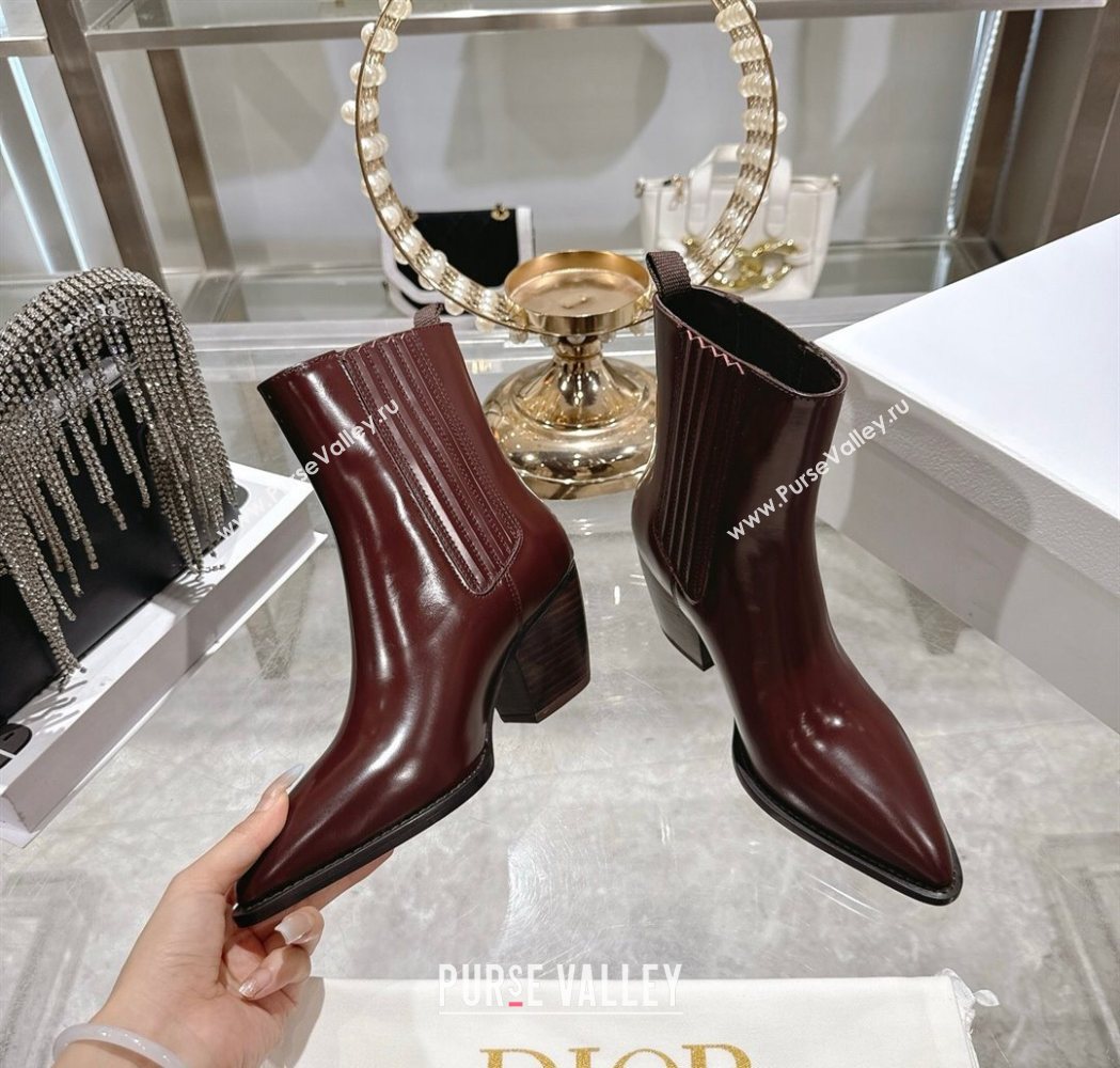 Dior Wild Heeled Ankle Boots 5cm in Calfskin Leather Dark Burgundy 2025 DR121610 (MD-251216128)