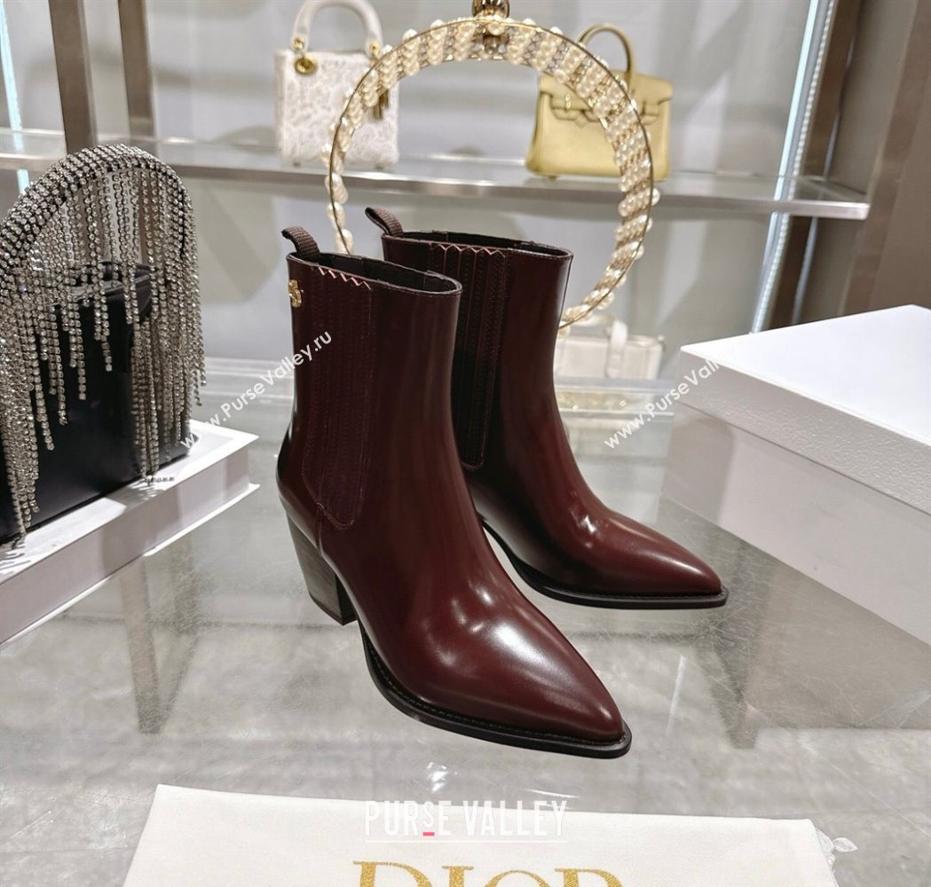 Dior Wild Heeled Ankle Boots 5cm in Calfskin Leather Dark Burgundy 2025 DR121610 (MD-251216128)