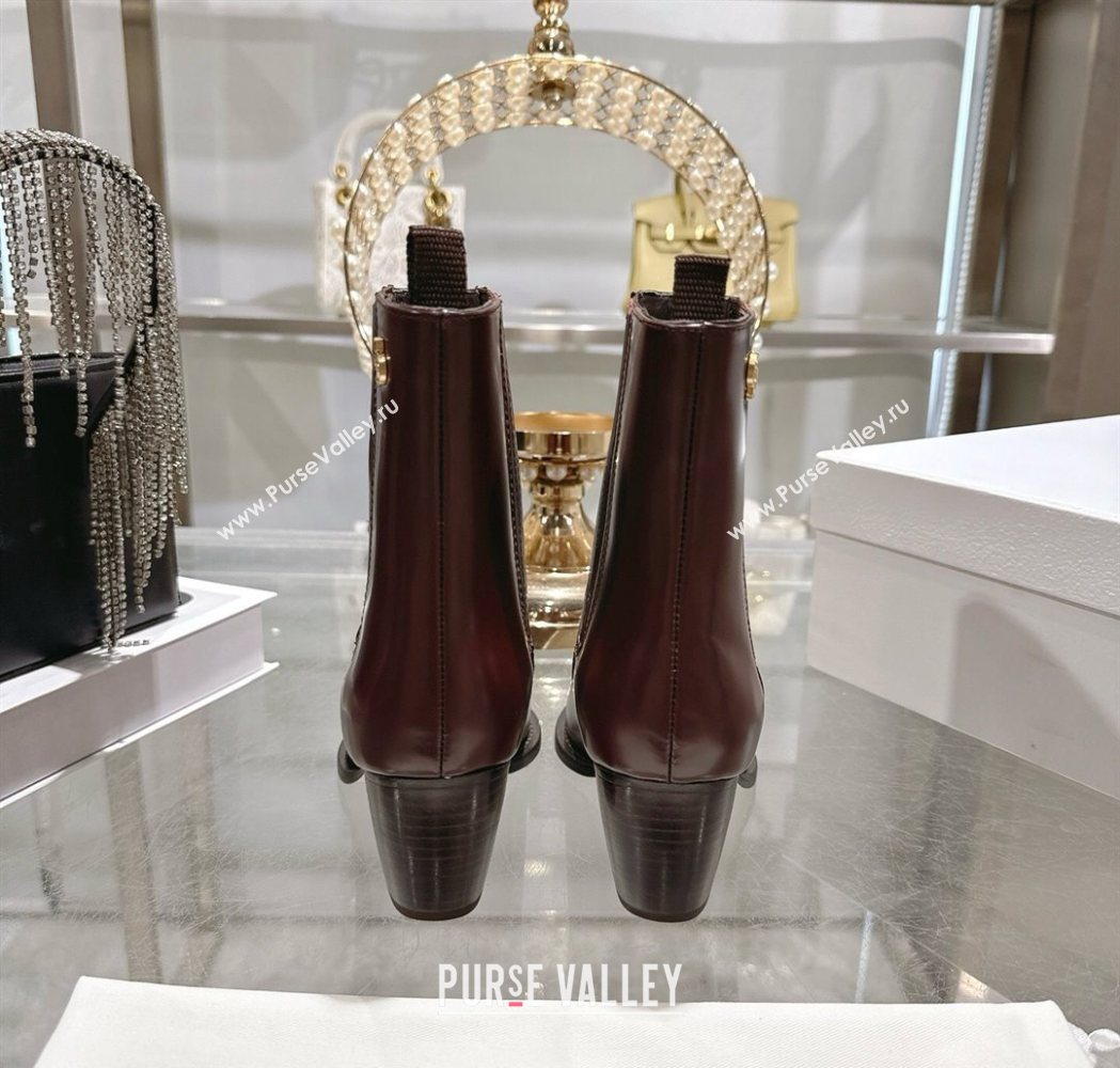 Dior Wild Heeled Ankle Boots 5cm in Calfskin Leather Dark Burgundy 2025 DR121610 (MD-251216128)
