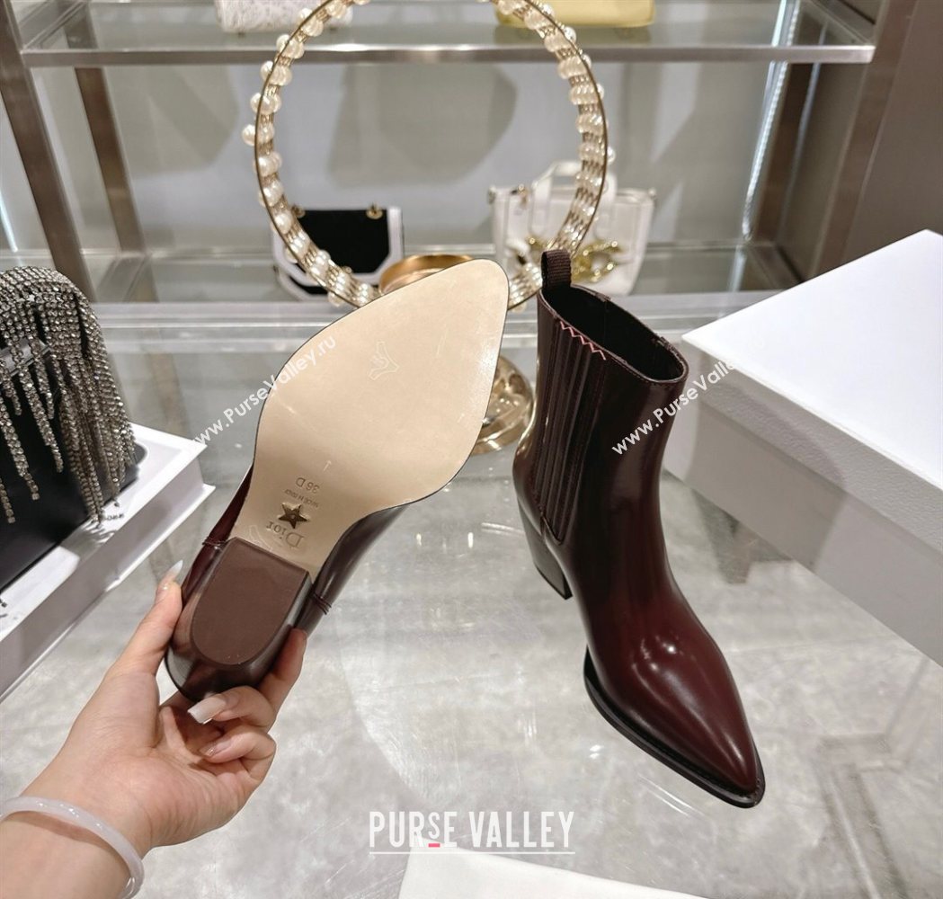 Dior Wild Heeled Ankle Boots 5cm in Calfskin Leather Dark Burgundy 2025 DR121610 (MD-251216128)