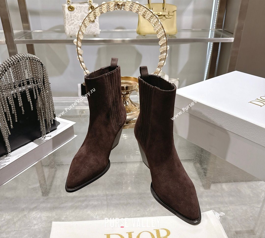 Dior Wild Heeled Ankle Boots 5cm in Suede Chocolate Brown 2025 DR121610 (MD-251216130)